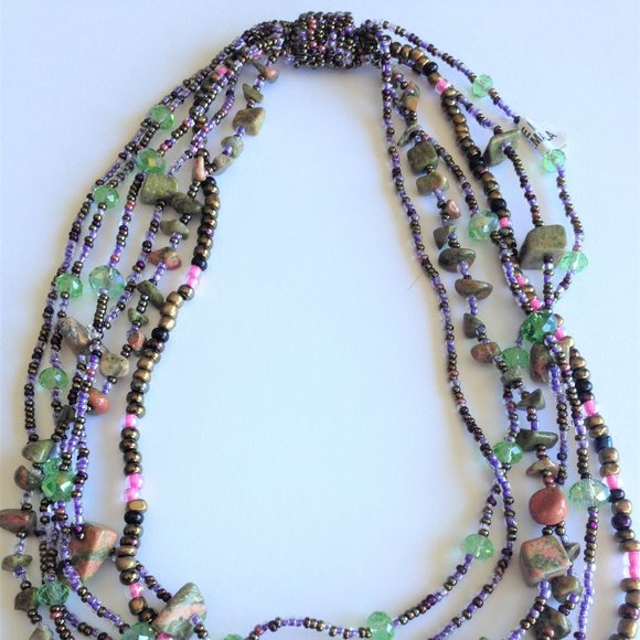 18" Czech Glass Bead PINK, PURPLE, GREEN … - Picture 2 of 3